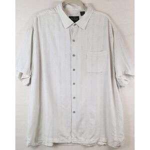 Nat Nast Shirt White Silk Blend Atomic 60s Style Button Up Pocket Men's Size 2XL